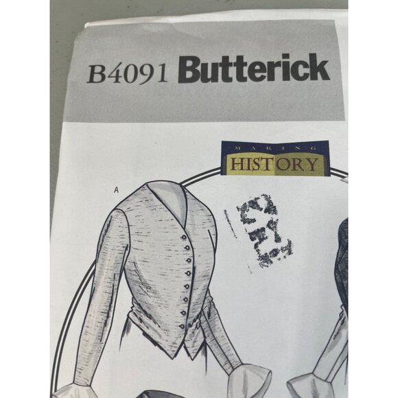 Butterick Sewing Pattern Sizes 12-16 B4091 Basque Shirt Making History UNCUT - Picture 3 of 7